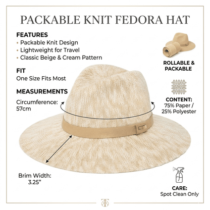 🔥Last Day 50% OFF - Packable Knit Fedora Hat