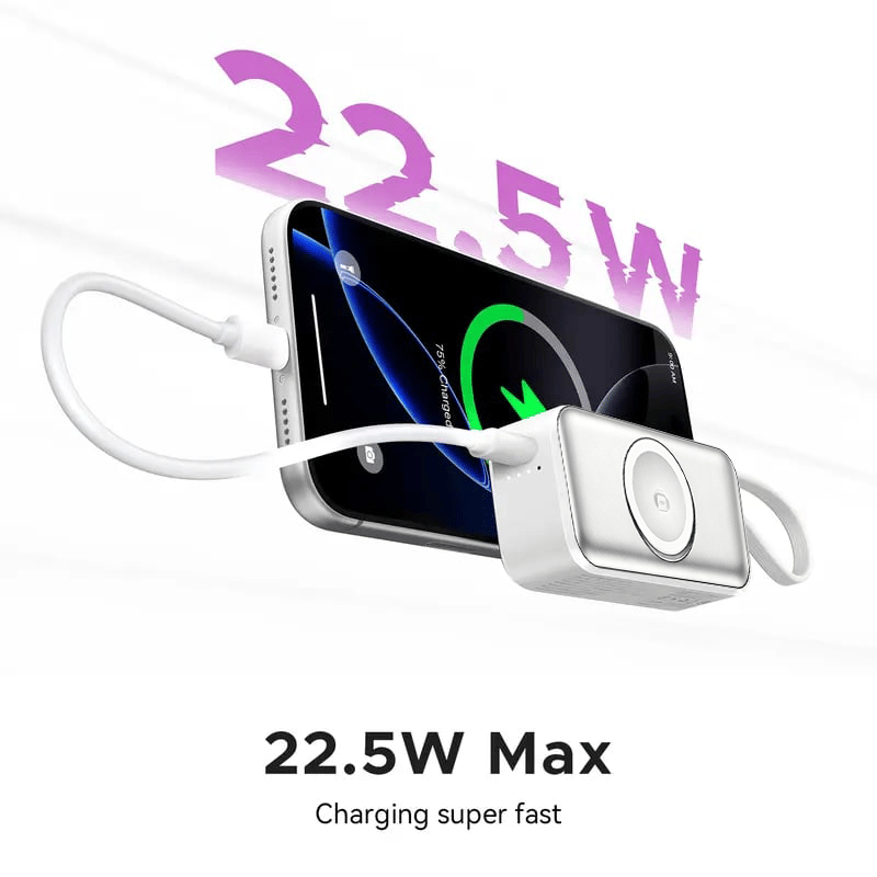 🔋 3-in-1 Power Bank – Integrated Cable & Foldable Wall Plug – Wireless Watch Charger for iPhone & Android ✈️