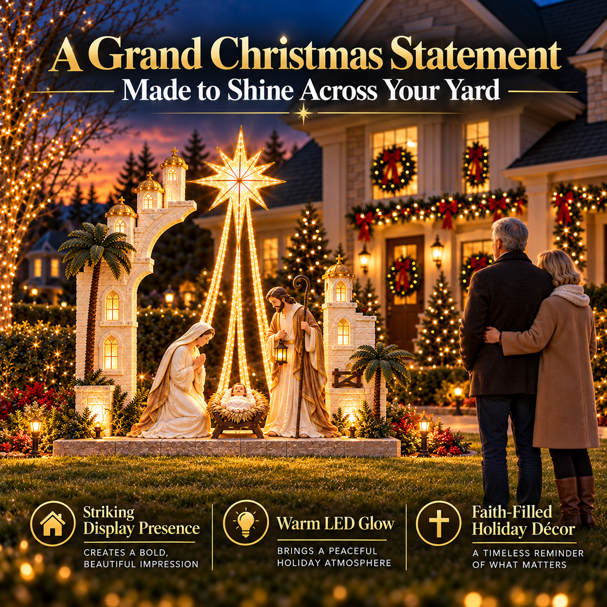 🌟 Magical Light-Up Nativity Scene 🎄 Holy Family Christmas Yard Decoration ✨