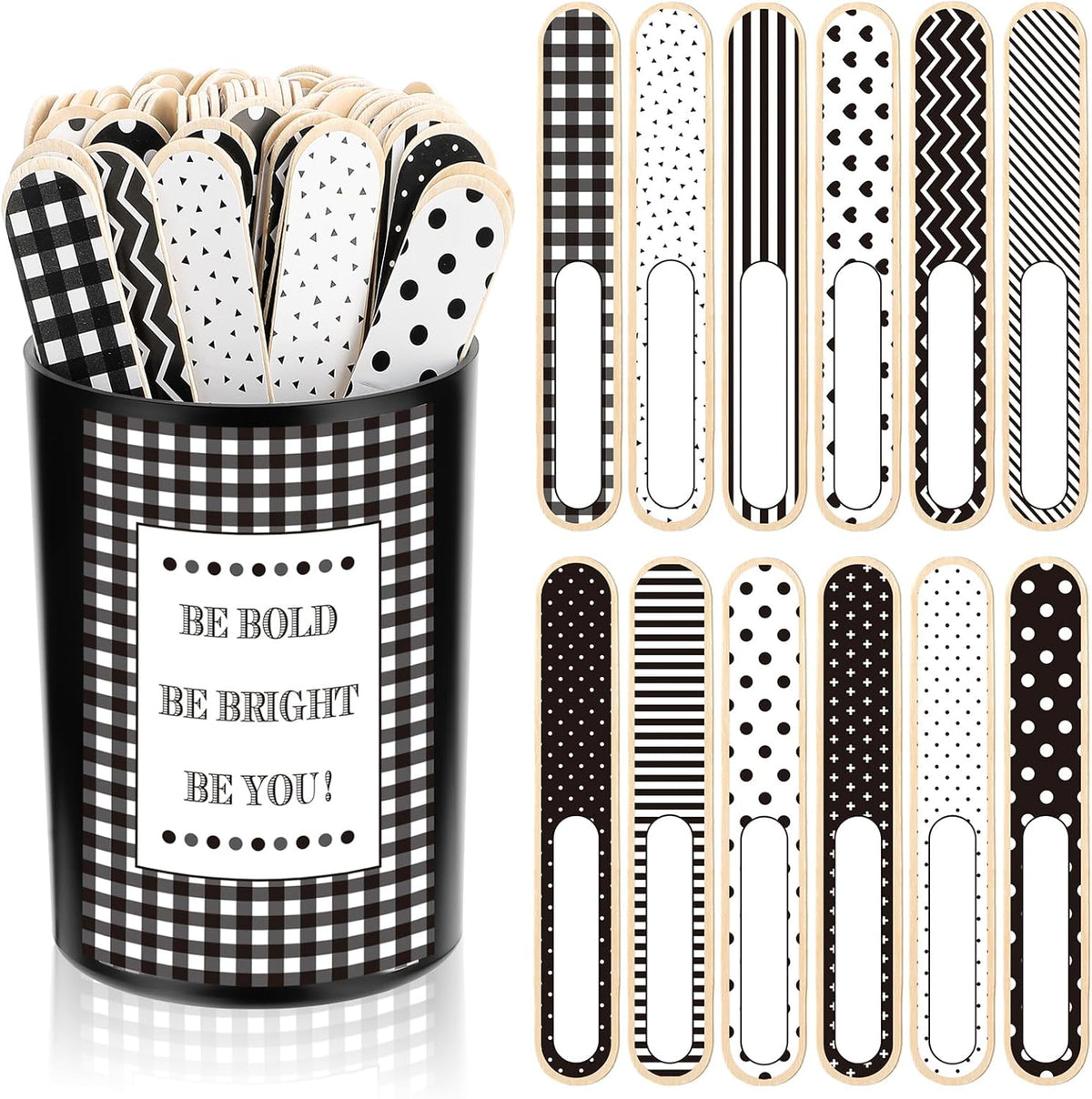 121 Pcs Back to School Teacher Gift Flip Name Sticks Set with Storage Cup