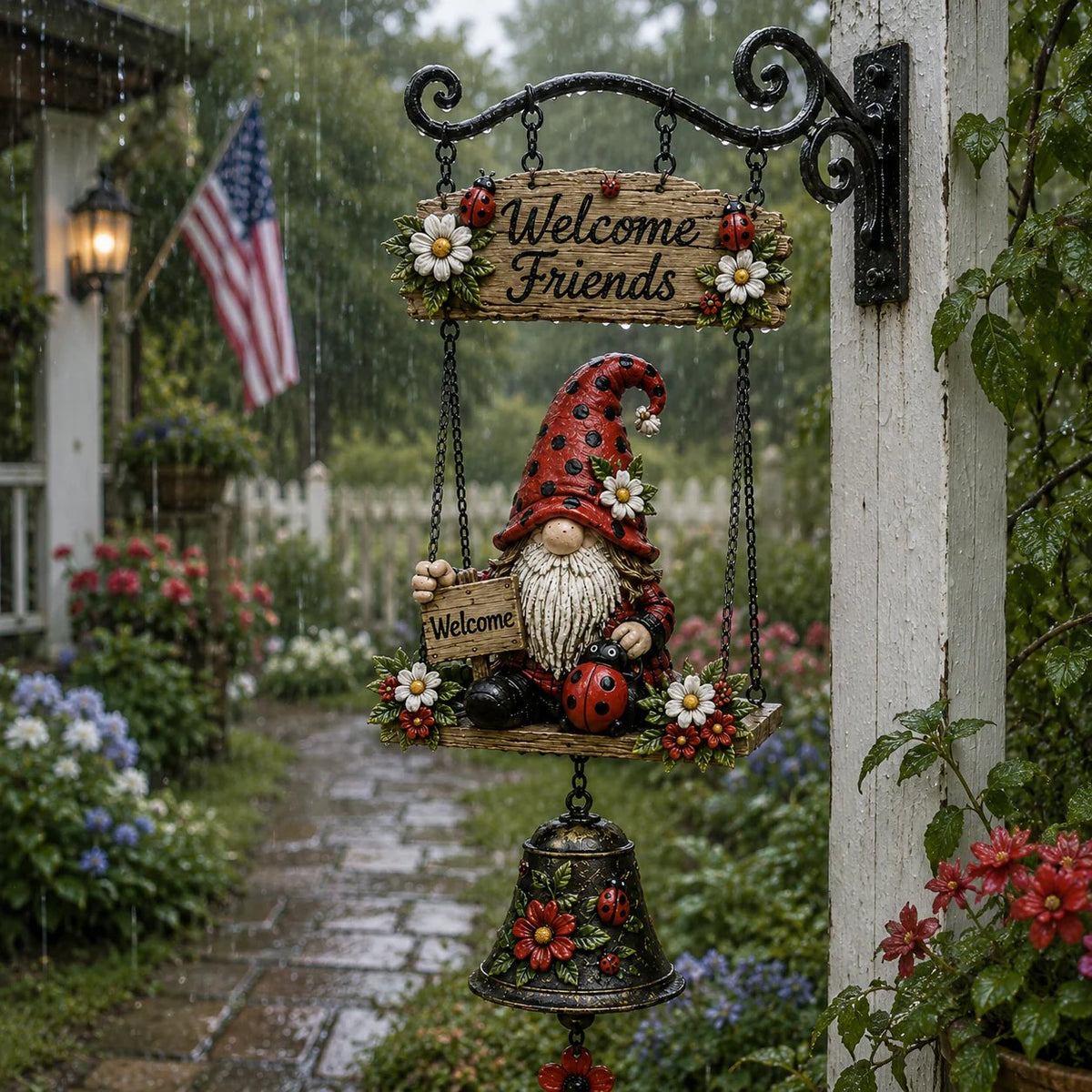 🔥Limited time 49% OFF – Rustic Garden Gnome Bell Outdoor Decor 🐞🌼