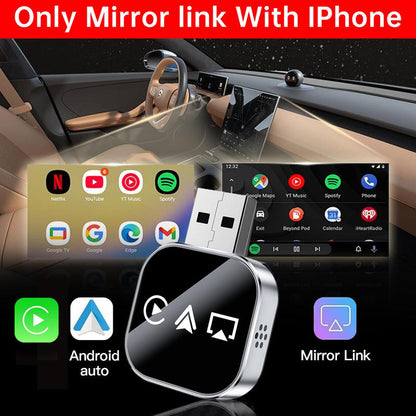 🔥2026 Upgrade 3 in 1 Wireless Support Carplay Mirror Link Adapter Instant Wired to Wireless Conversion Plug & PlayMini Stable Design for Wired  Support Carplay, Support AirPlay