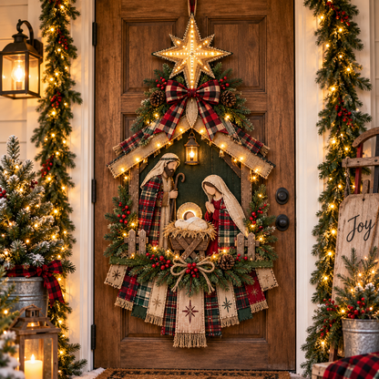 ⏳ 49% OFF – DIY Lighted Christmas Nativity Scene Door Hanging Kit 🎄