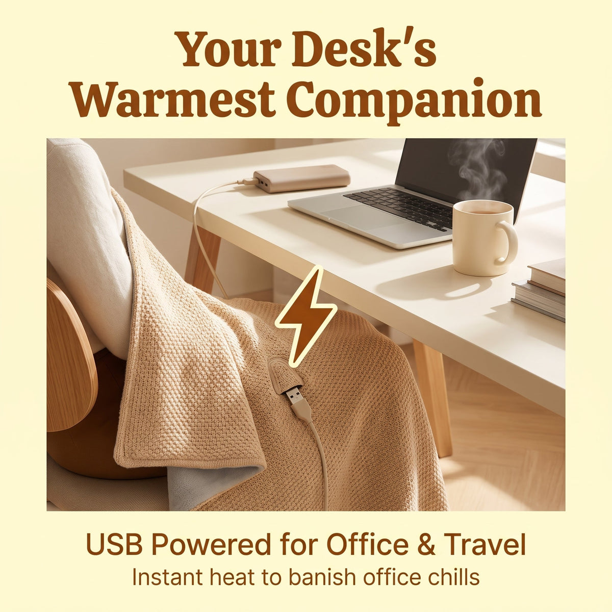 🔥 Last Day 52% Off!🔥Portable USB Electric Heated Blanket Perfect for Outdoors or the Office. Use as a Single-Person Throw, Wrap, or Lap Blanket.