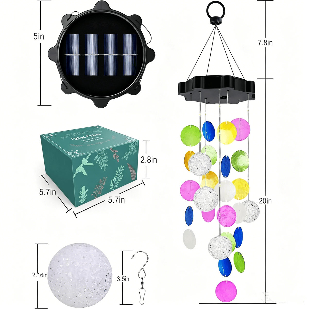 ✨Summer Garden Decor✨Colorful Solar Outdoor Shell Wind Chime Hanging Light!