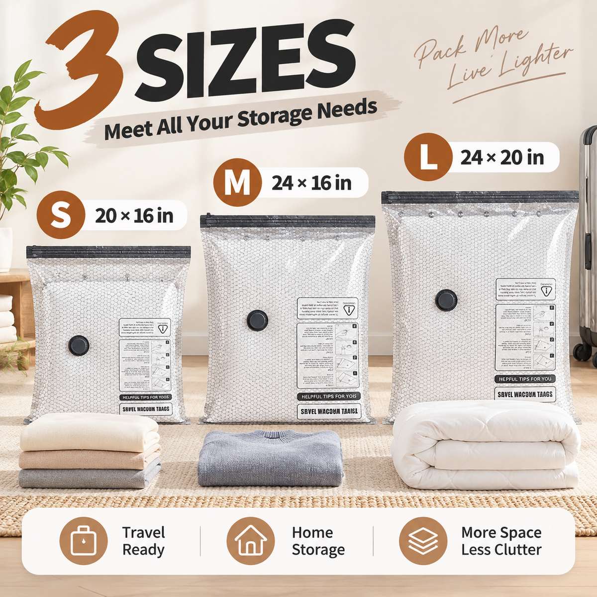 Travel Vacuum Compression Storage Bags with Electric Pump✈️