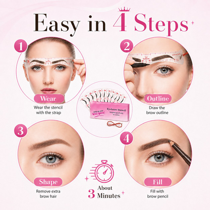 Eyebrow Stencil, 24 Eyebrow Shaper Kit, Reusable Eyebrow Template With Strap, 3 Minutes Makeup