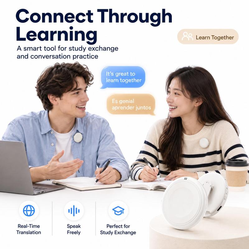 Portable Wireless Bluetooth AI Language Translator Pen - Hands-Free Spanish & English Practice Companion, 162-Language Support, Accent Adaptation for Restaurant Scenarios, Electronic Learning Smart Tutor