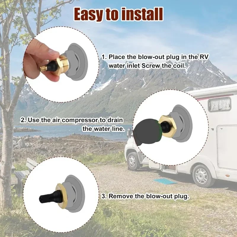 🔥NEW ARRIVAL 49% OFF🎁-2-Pcs Brass RV Blow Out Plugs with Drain Valve