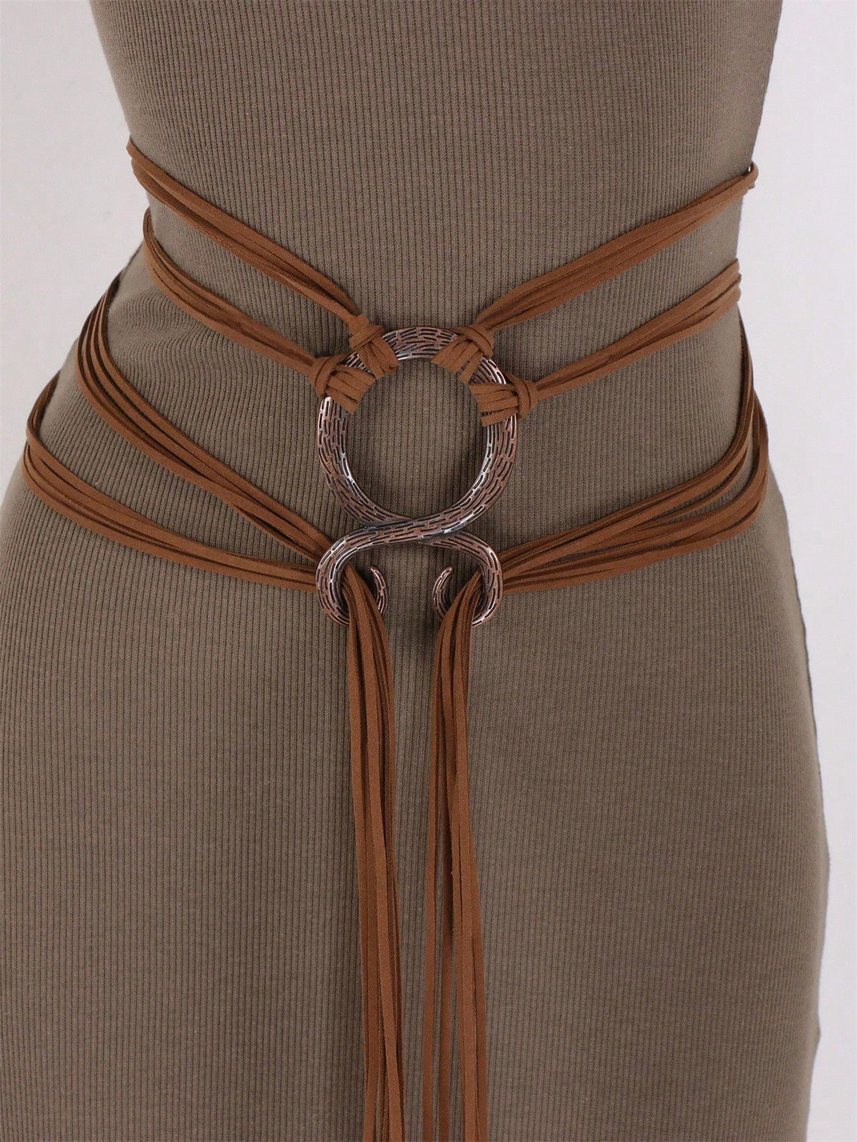 🔥Medieval Viking Braided Leather Belt Set, with Ring Buckle & Tassel Decorations