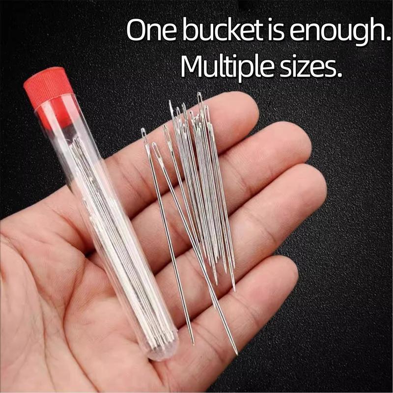 🔥LAST DAY SALE 49% OFF - 🧵34PCS Big Eye Steel Needles Set ✨Long & Thin Handmade Quilting & Sewing Needles Kit for DIY Sewing Projects