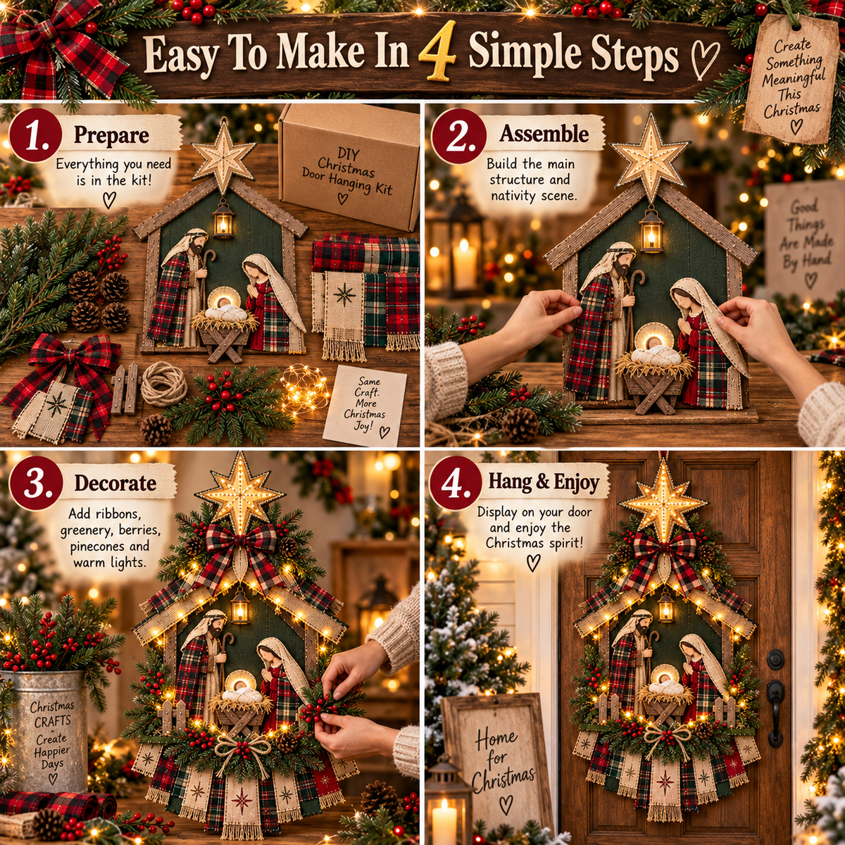 ⏳ 49% OFF – DIY Lighted Christmas Nativity Scene Door Hanging Kit 🎄