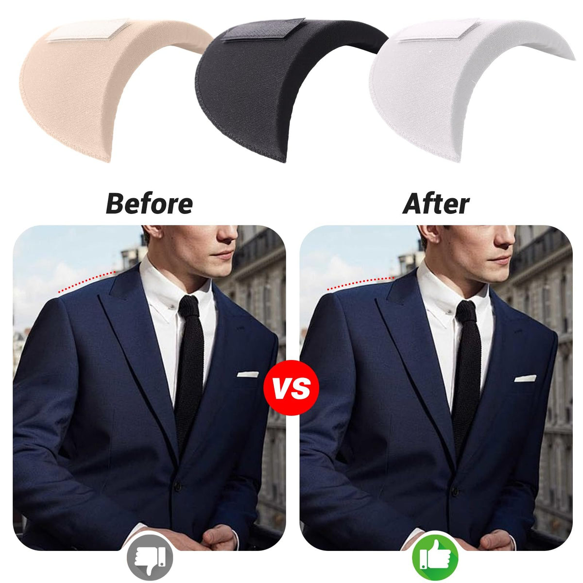 2 Pairs Set-in Shoulder Pads
