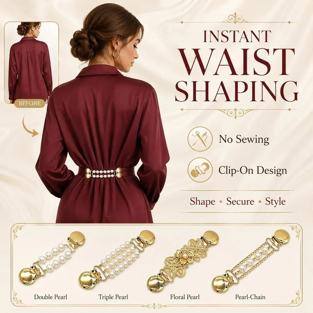 📿Women’s Pearl Chain Collar Clip💎