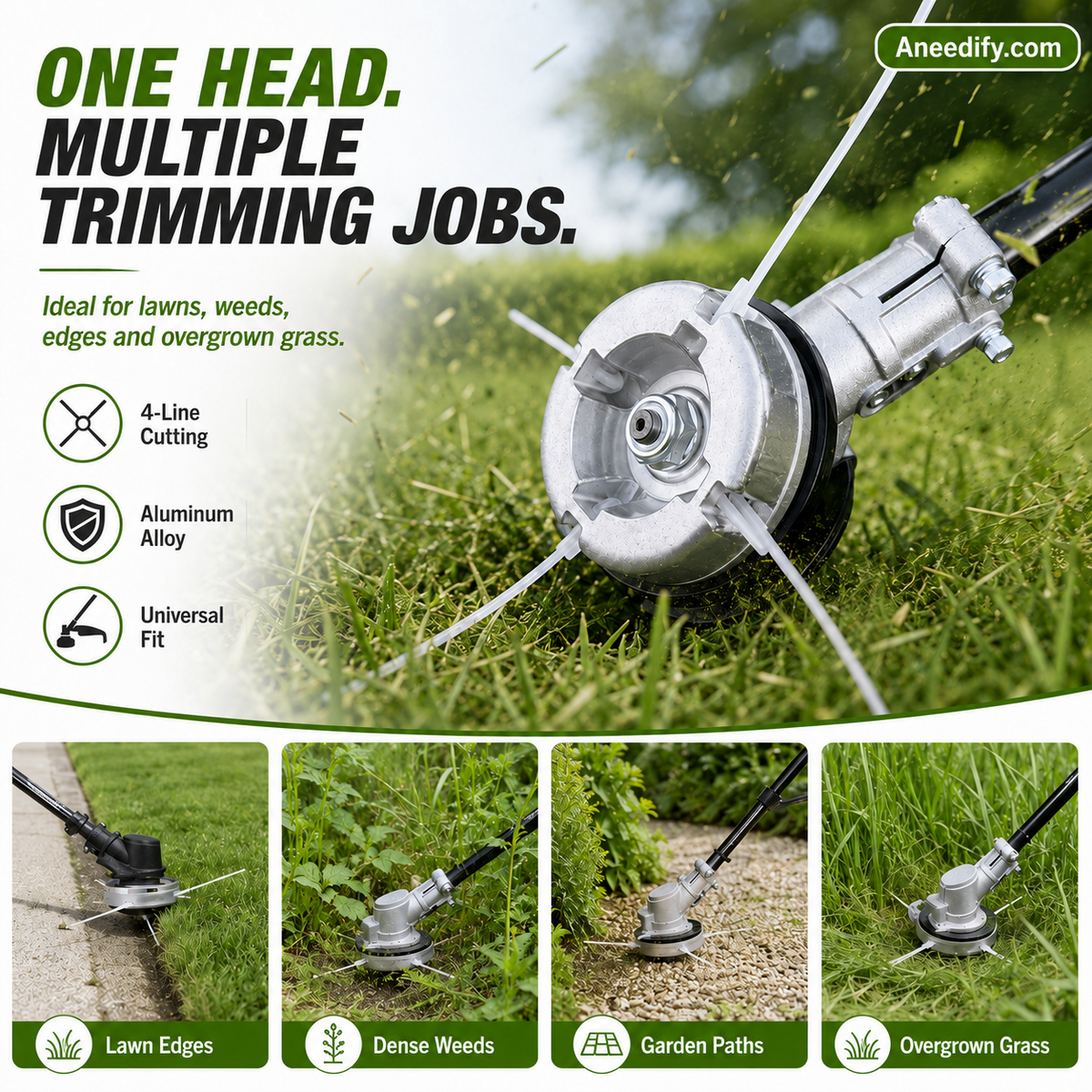 🌿 Universal Aluminum Grass Trimmer Head | Heavy-Duty Brush Cutter Replacement