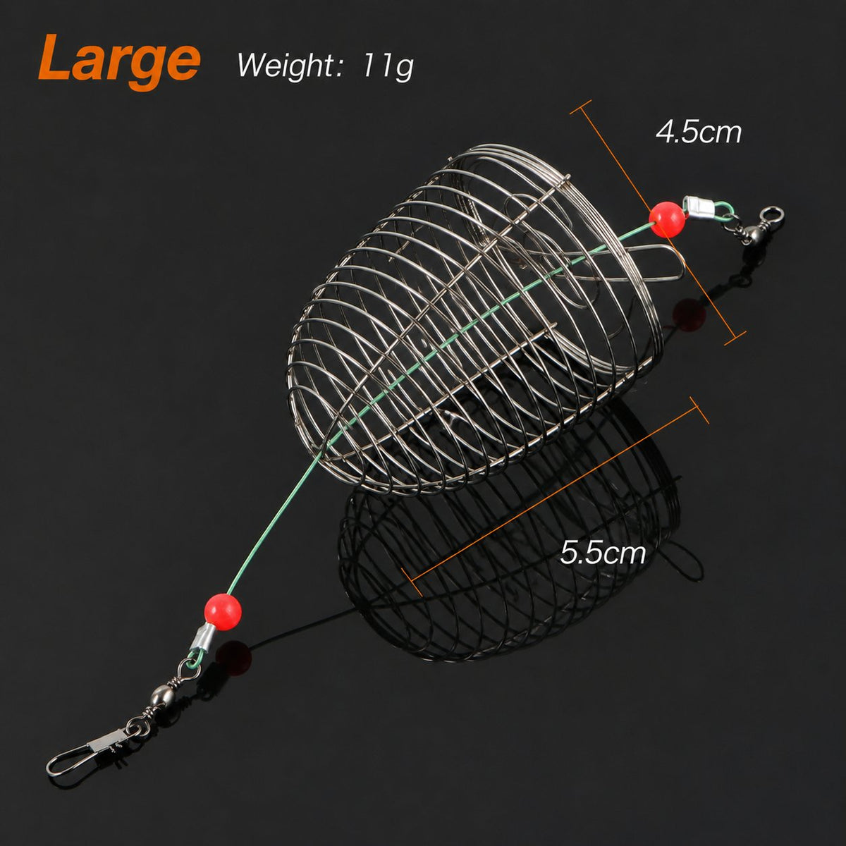 Stainless Steel Fishing Bait Cage Trap Basket Feeder Holder- Fishing Rig Attachment