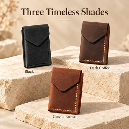 Handmade genuine leather wallet – Slim Magnetic Card & Cash Holder for Men