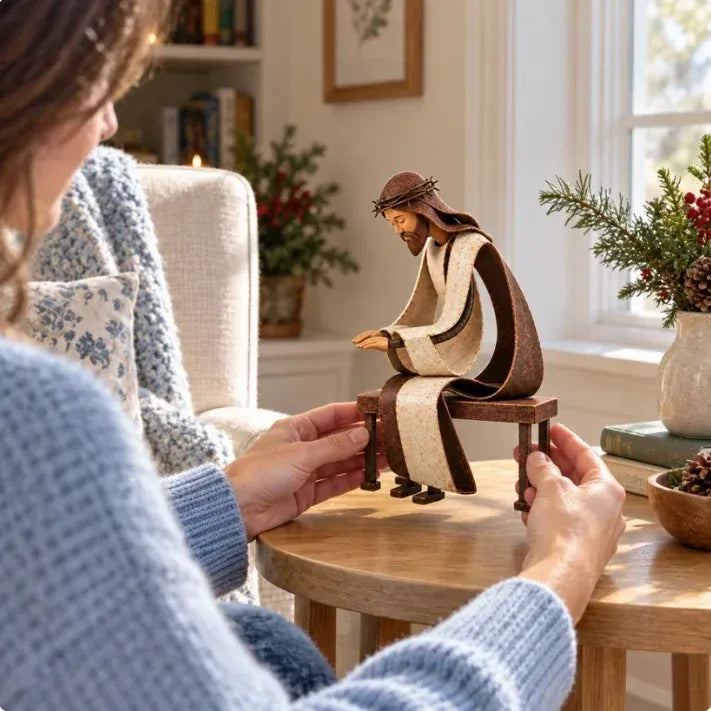 🎅✝️Santa Kneeling Before  Jesus Christmas   Figurines
