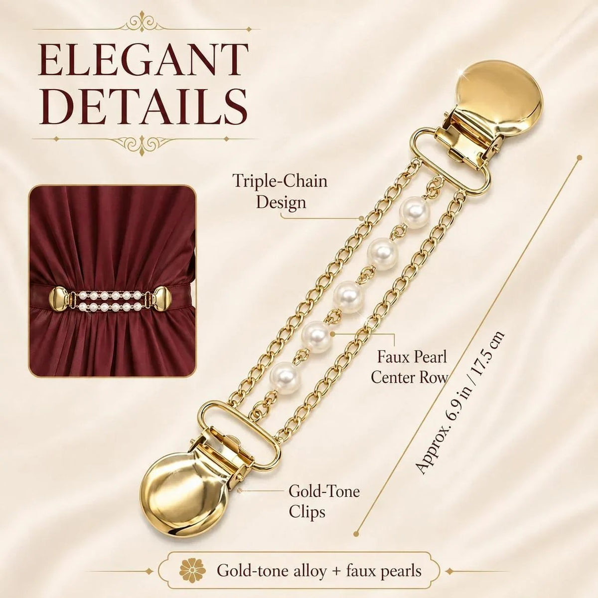 📿Women’s Pearl Chain Collar Clip💎