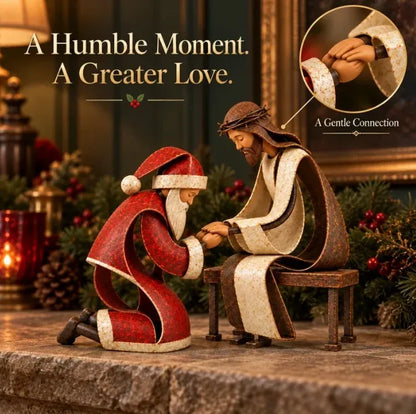 🎅✝️Santa Kneeling Before  Jesus Christmas   Figurines