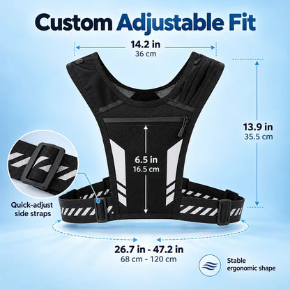 🏃 Lightweight Reflective Running Chest Vest Pack – Bounce-Free Phone Holder & Hydration Vest for Jogging & Hiking