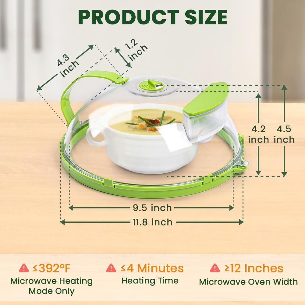 🍽️ Microwave Food Cover with Built-In Steamer 🔥