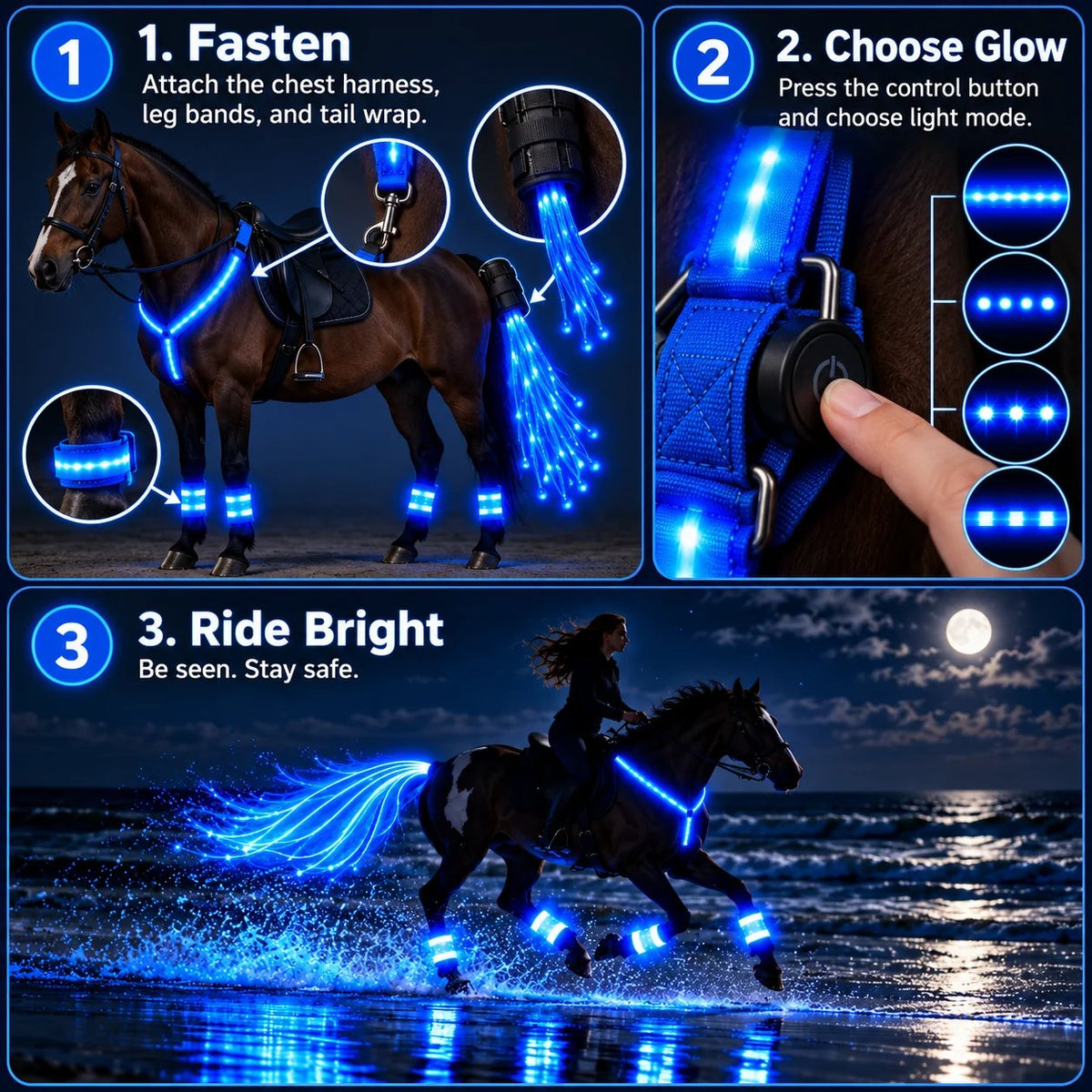 360° Illuminated Horse Harness & Glow Kit 🐎✨