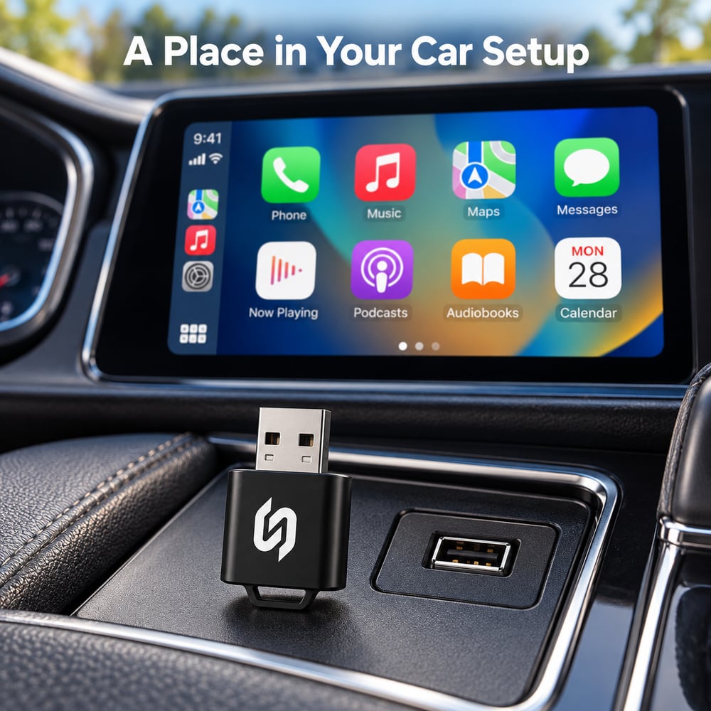2-in-1 Wireless CarPlay and Android Auto USB-A Adapter