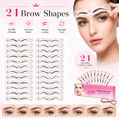Eyebrow Stencil, 24 Eyebrow Shaper Kit, Reusable Eyebrow Template With Strap, 3 Minutes Makeup