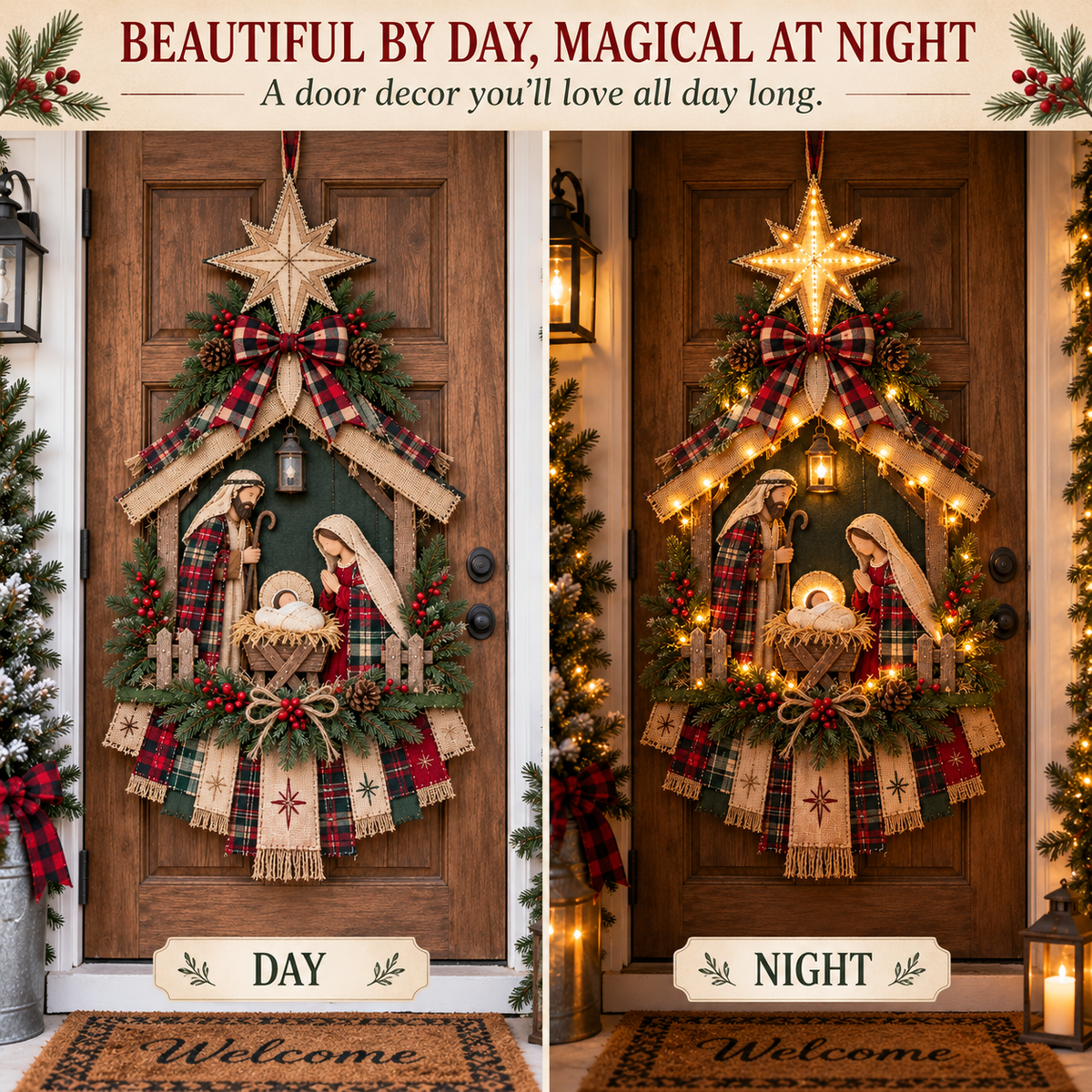 ⏳ 49% OFF – DIY Lighted Christmas Nativity Scene Door Hanging Kit 🎄