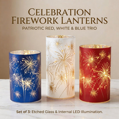 Celebration Firework Lanterns – Premium Patriotic Red, White & Blue Trio