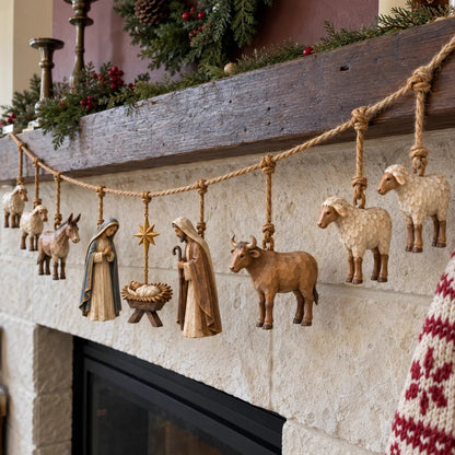 ✝️🎄Handcrafted Wooden Nativity Garland✝️🎄