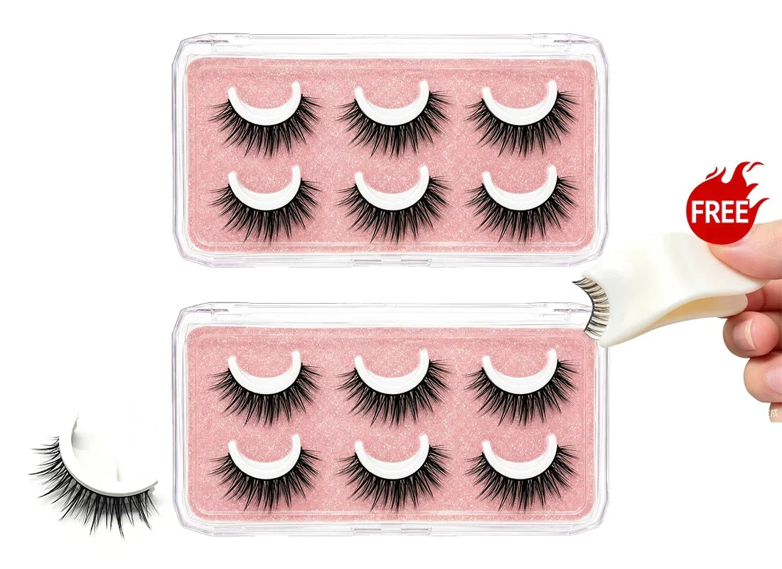 🎉2026 Sale Over 38K+ Sold!👁️Reusable Self-Adhesive False Eyelashes｜Glue-Free Natural Curly Press-On Lashes✨
