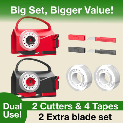 2-Pack Dual-Use Wrapping Paper Cutter & Tape Dispenser Kit