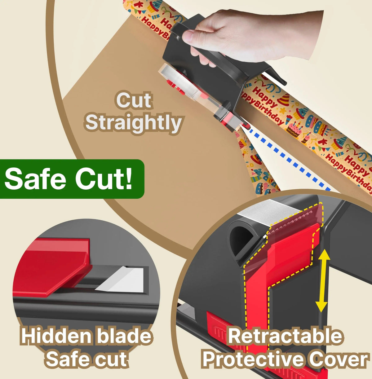 2-Pack Dual-Use Wrapping Paper Cutter & Tape Dispenser Kit