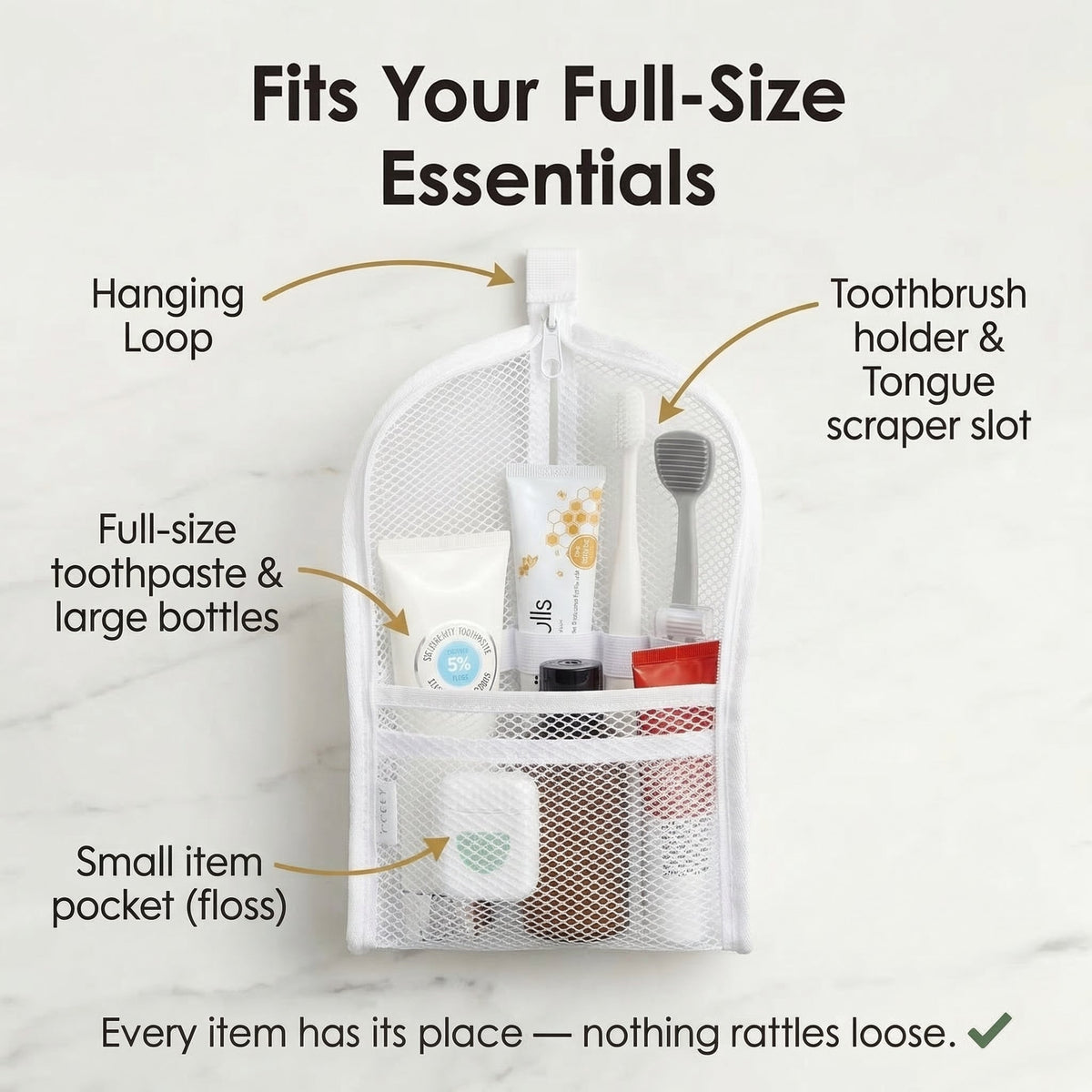 Self Standing Travel Toiletry Pouch
