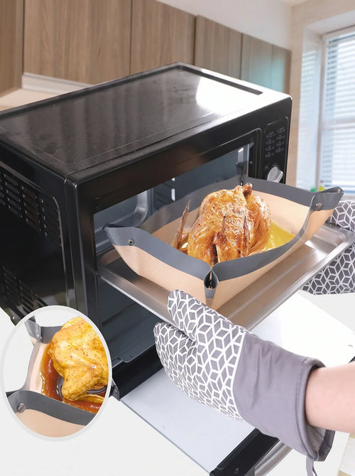🍗 Foldable Silicone Roasting Tray ✨ Snap-Corner Baking Mat | Easy-Clean Kitchen Essential