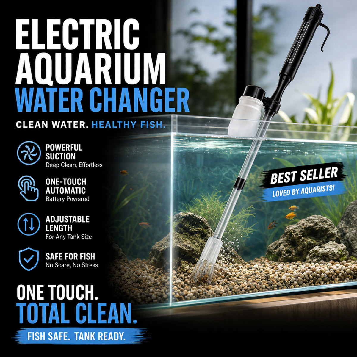 🎉Limited Time 50% OFF！🐠💦No more worries about poor water quality during water changes！ 🔥 Electric Aquarium Gravel Cleaner✨