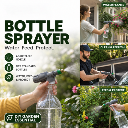 🌿50% OFF NOW! Manual Drink Bottle Sprayer with Adjustable Nozzle‑Portable DIY Garden Spray Tool, Fits Standard Plastic Bottles for Plant Watering, Fertilizing & Pest Control
