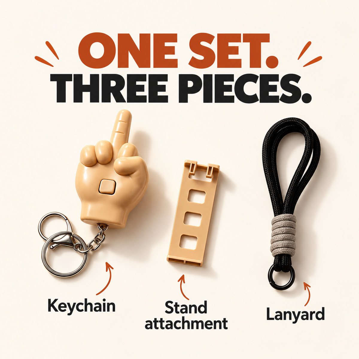 😂Press-to-Pop Middle Finger Keychain & Phone Stand Set