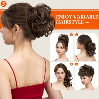 ✨ Messy Side Comb Hair Bun – Instant Voluminous Updo Clip-In – 10-Second Effortless Styling, Slip-Proof All-Day Hold, Premium Heat-Friendly Fiber Up to 160°C & Lightweight Only 90g – 3 Placement Styles 🎀