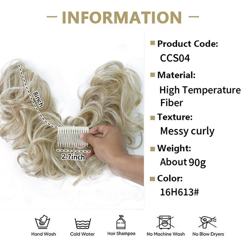 ✨ Messy Side Comb Hair Bun – Instant Voluminous Updo Clip-In – 10-Second Effortless Styling, Slip-Proof All-Day Hold, Premium Heat-Friendly Fiber Up to 160°C & Lightweight Only 90g – 3 Placement Styles 🎀