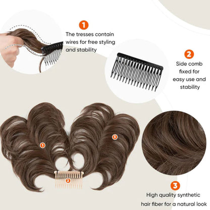 ✨ Messy Side Comb Hair Bun – Instant Voluminous Updo Clip-In – 10-Second Effortless Styling, Slip-Proof All-Day Hold, Premium Heat-Friendly Fiber Up to 160°C & Lightweight Only 90g – 3 Placement Styles 🎀