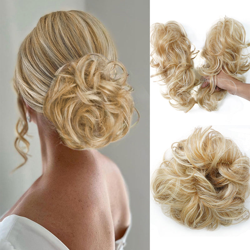 ✨ Messy Side Comb Hair Bun – Instant Voluminous Updo Clip-In – 10-Second Effortless Styling, Slip-Proof All-Day Hold, Premium Heat-Friendly Fiber Up to 160°C & Lightweight Only 90g – 3 Placement Styles 🎀