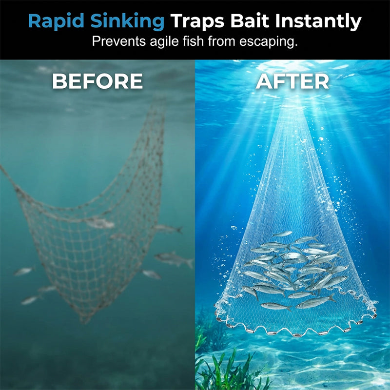 ✨ Easy-Throw Cast Net – Heavy-Duty Mesh, Rapid Sinking, Versatile 🌊