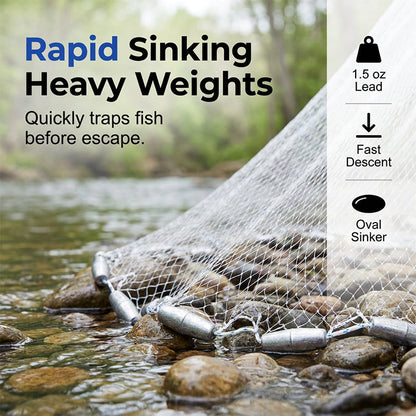 ✨ Easy-Throw Cast Net – Heavy-Duty Mesh, Rapid Sinking, Versatile 🌊