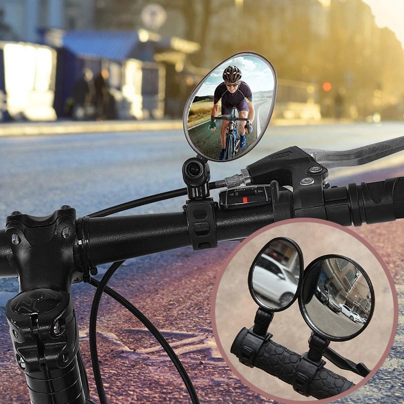 360° rotating rearview mirror for a clear view without needing to turn your head. Suitable for bicycles, e-bikes, and motorcycles. Tool-free silicone straps!