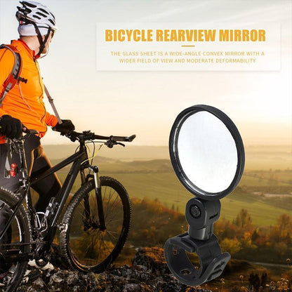 360° rotating rearview mirror for a clear view without needing to turn your head. Suitable for bicycles, e-bikes, and motorcycles. Tool-free silicone straps!