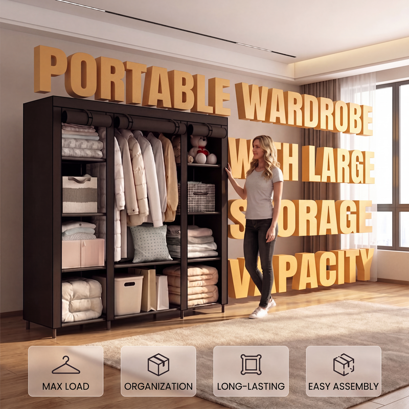 🏠 LIMITED-TIME 50% OFF! 🧵 Easy‑Assemble Non‑Woven Fabric Wardrobe – Spacious, Sturdy, Dust‑proof ✨