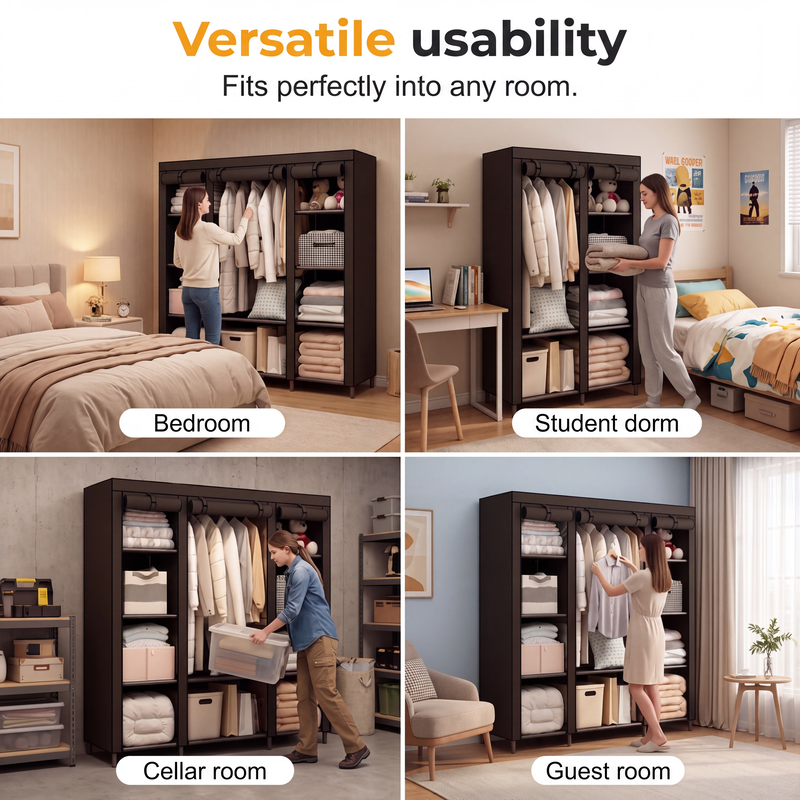 🏠 LIMITED-TIME 50% OFF! 🧵 Easy‑Assemble Non‑Woven Fabric Wardrobe – Spacious, Sturdy, Dust‑proof ✨